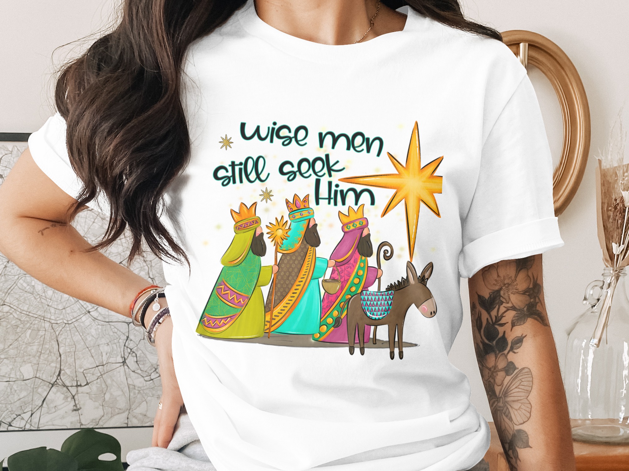 Wise Men Still Seek Him, Christmas T-Shirt, Three Kings Nativity Star, Christian Holiday Apparel, Xmas Tee, Gift for Christmas