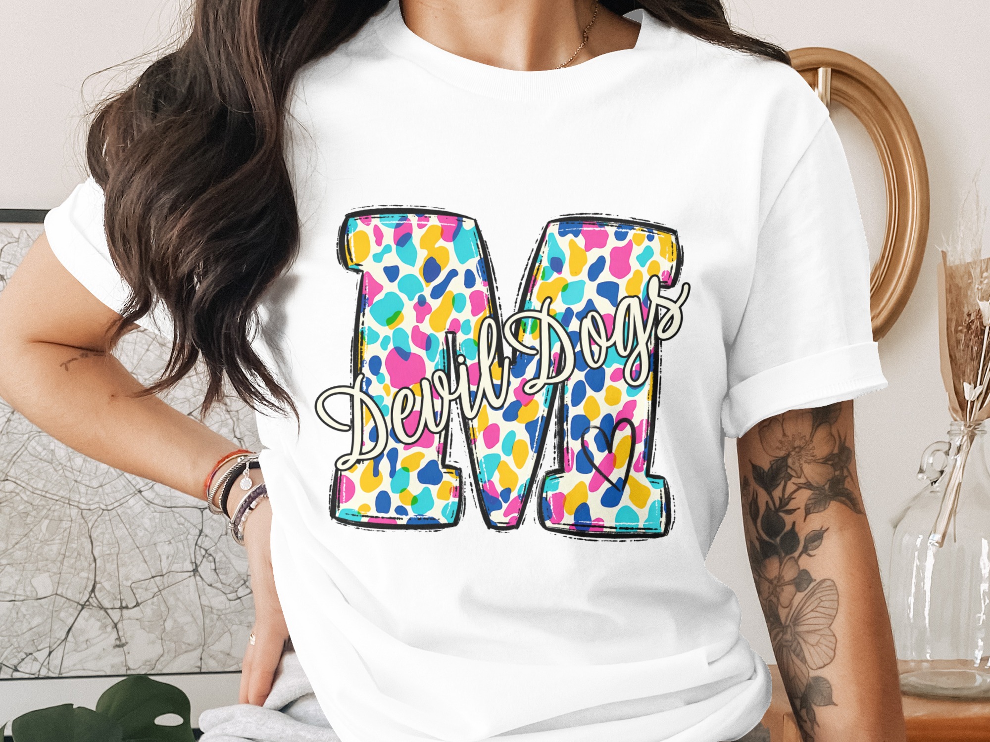 Devil Dogs T-Shirt, Marine Corps T-Shirt, Military T-Shirt, Mascot T-Shirt, Colorful Graphic Tee, Gift for Military