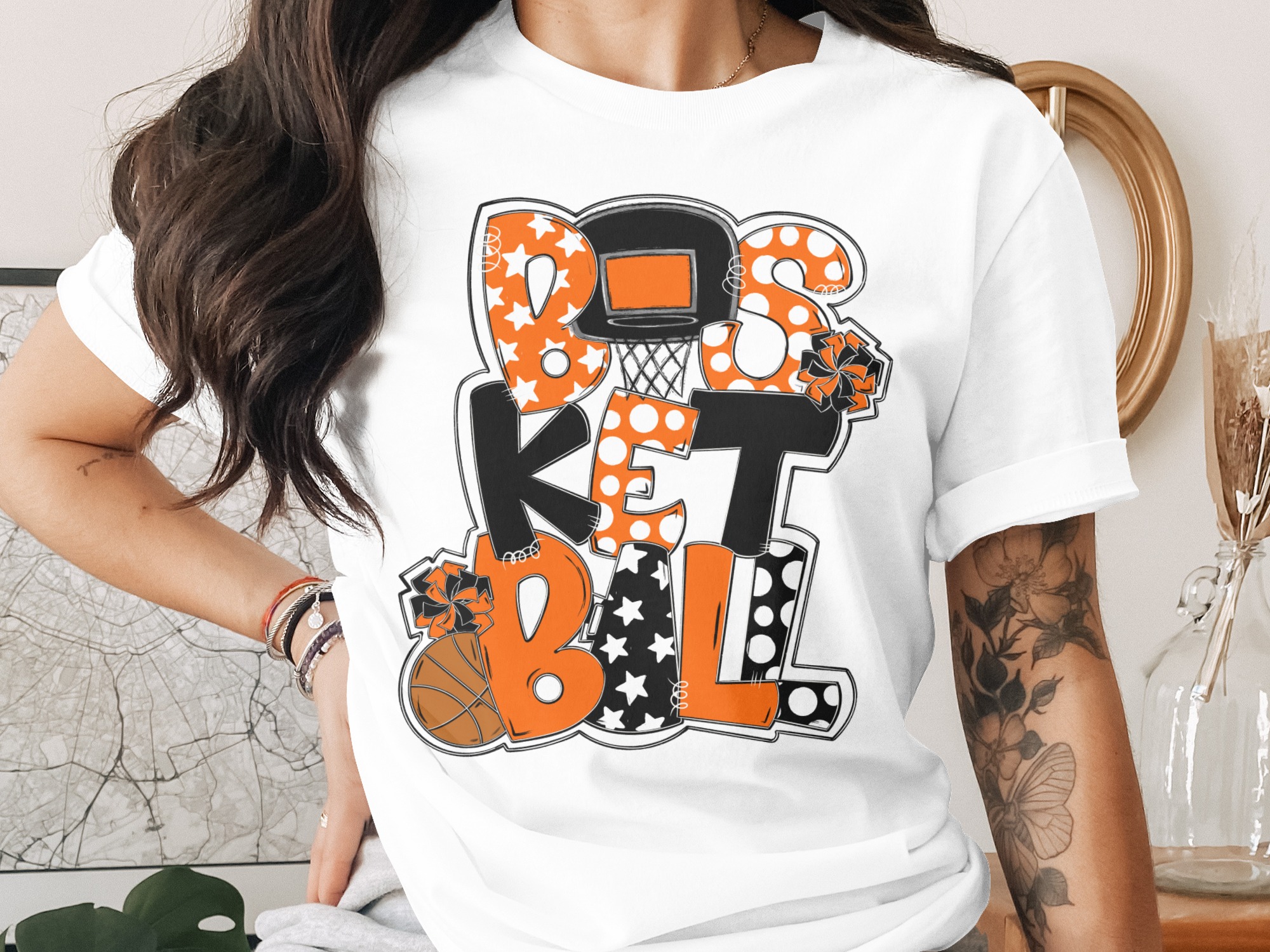 Basketball T Shirt, Sports Lover Tee, Trendy Design Shirt, Gift for Basketball Player, Women's Basketball T Shirt, Cute Graphic Tee