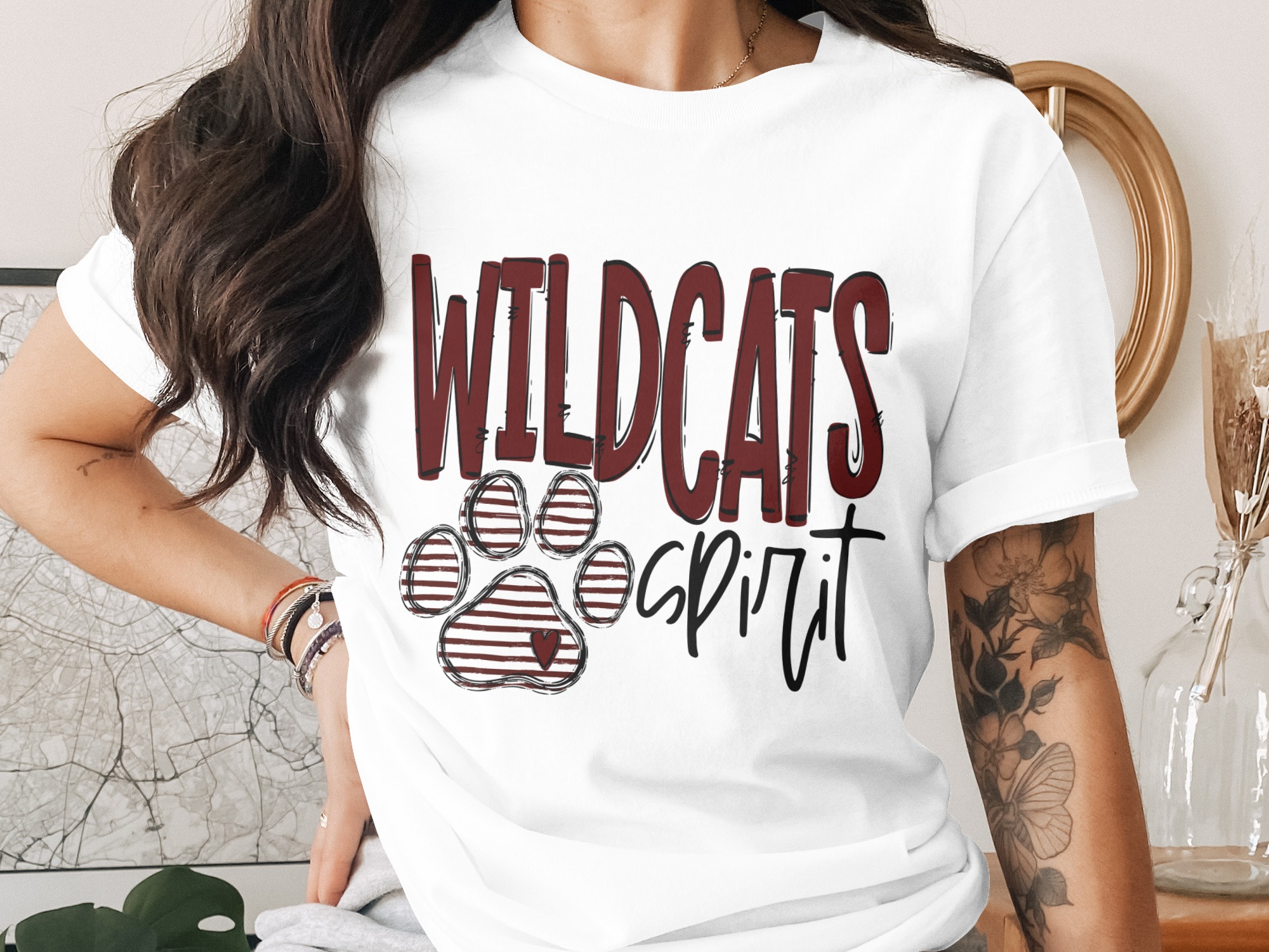 Wildcats Spirit T Shirt, Team Mascot Tee, School Pride Top, Fan Apparel, Paw Print Design, Sports Game Outfit, Support Your Team TShirt