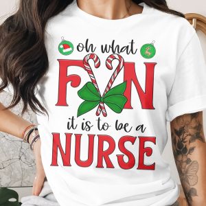 Christmas Nurse T-Shirt, Oh What Fun, Holiday Nursing Tee, Candy Cane Shirt, Medical Gift, Festive Shirt, Nurse Appreciation, Xmas Gift Idea