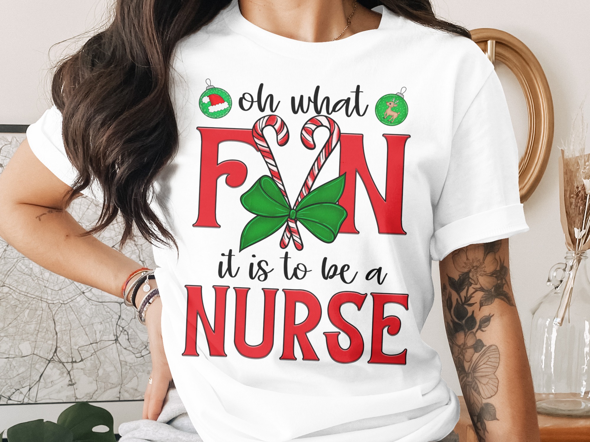 Christmas Nurse T-Shirt, Oh What Fun, Holiday Nursing Tee, Candy Cane Shirt, Medical Gift, Festive Shirt, Nurse Appreciation, Xmas Gift Idea