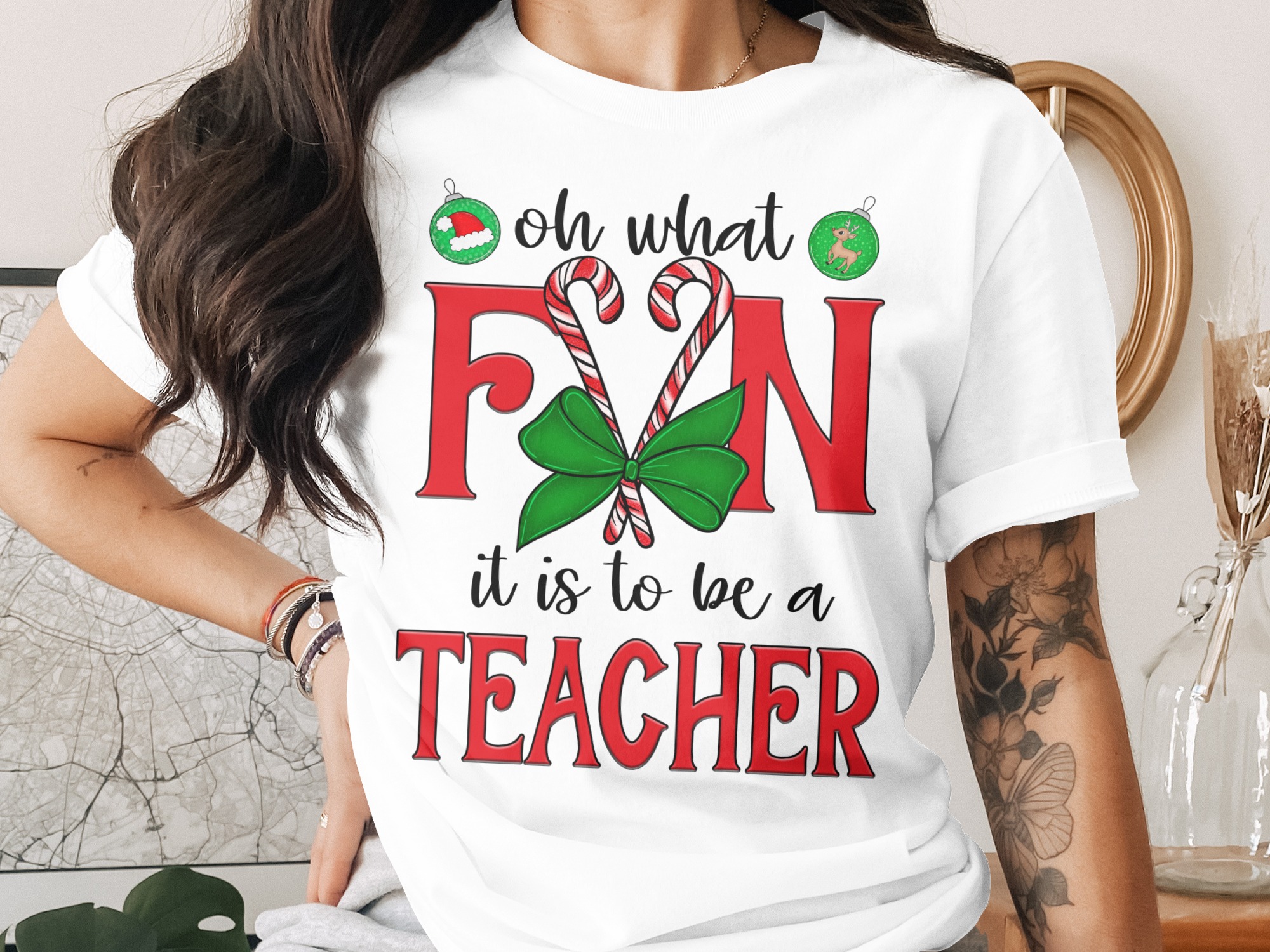 Teacher Christmas T-Shirt, Oh What Fun T-Shirt, Christmas Candy Cane, Teacher Gift Idea, Holiday Tee, Xmas Gift, Teacher Christmas