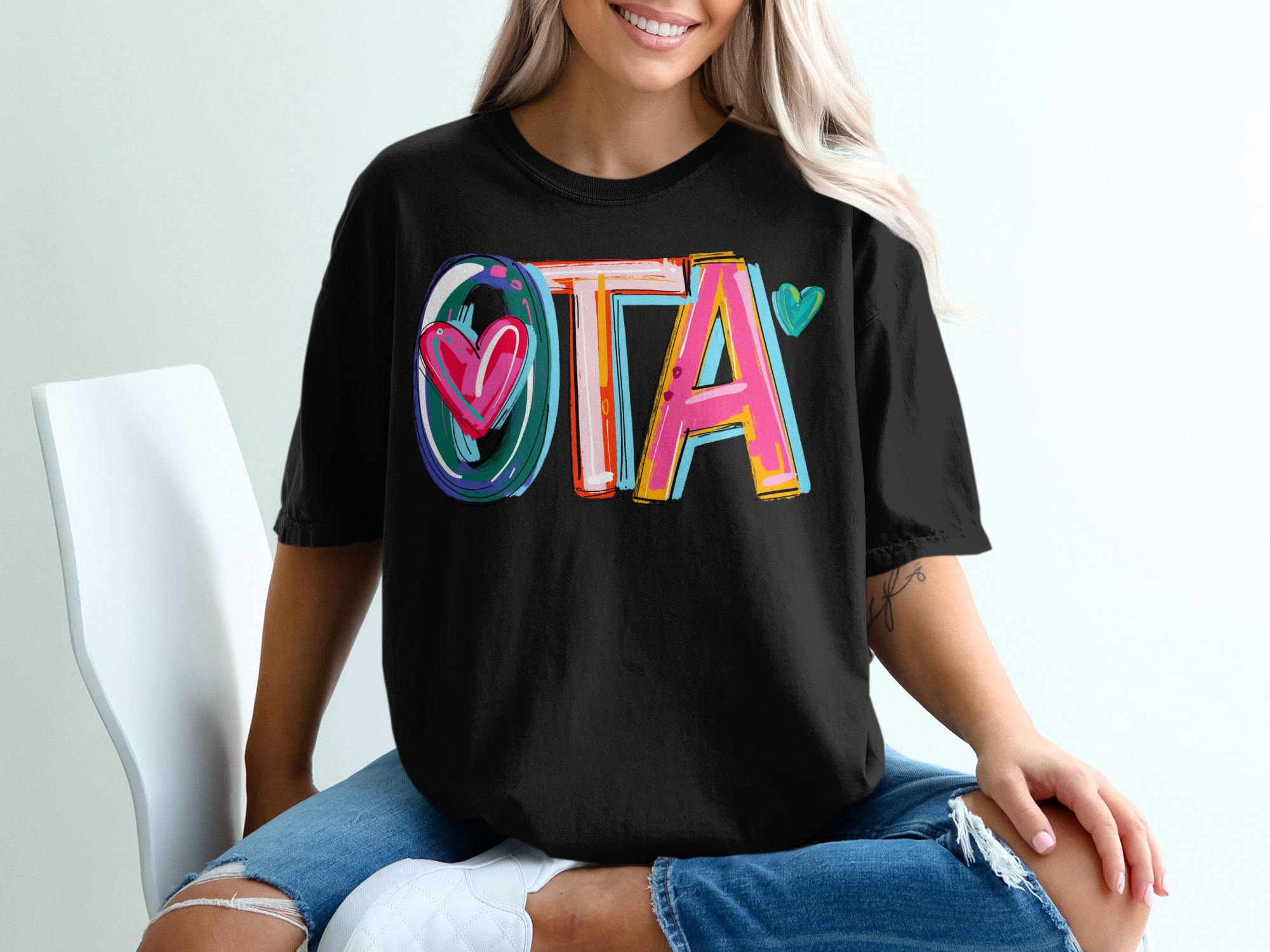 OTA T Shirt Occupational Therapy Assistant Gift, Cute Hearts T Shirt, Occupational Therapist Shirt, OTA Life Shirt, Gift for OTA Student - Image 2