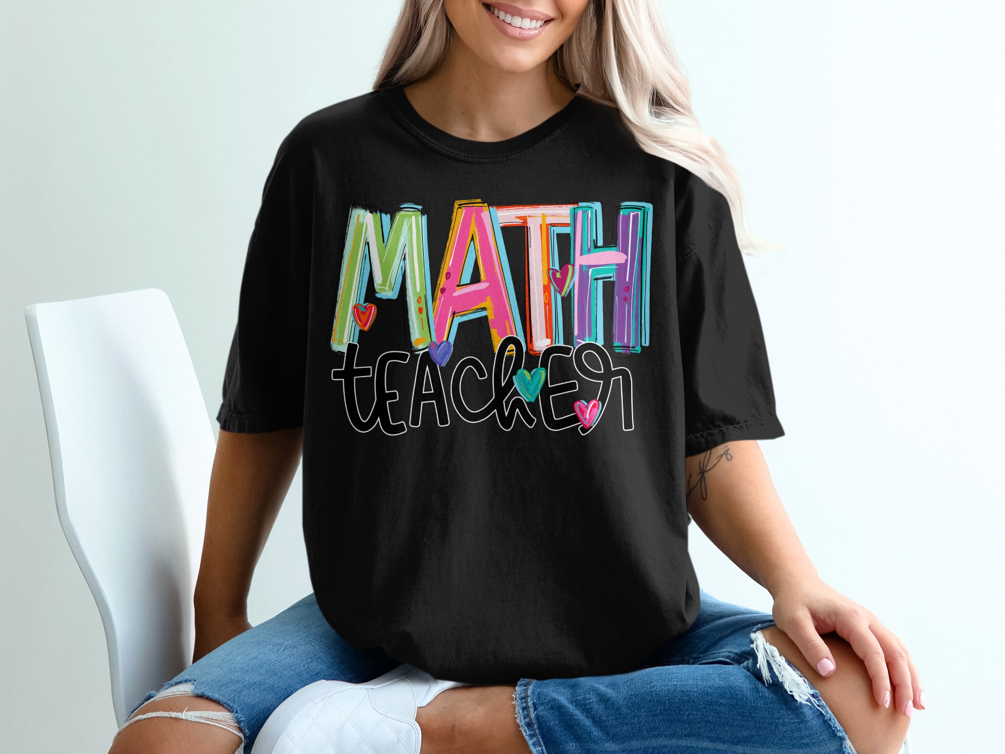 Math Teacher Shirt, Colorful Teacher Tee, Back to School Gift, Elementary Teacher, Gift for Math Teacher, Teacher Appreciation, Math T-Shirt - Image 2