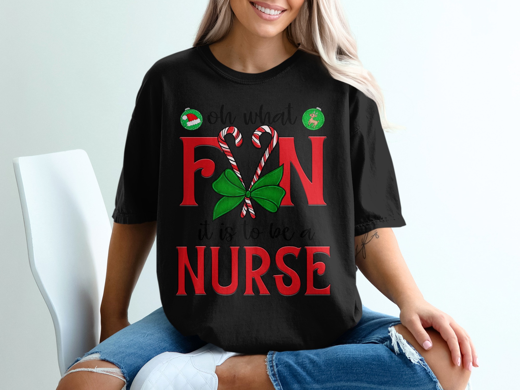 Christmas Nurse T-Shirt, Oh What Fun, Holiday Nursing Tee, Candy Cane Shirt, Medical Gift, Festive Shirt, Nurse Appreciation, Xmas Gift Idea - Image 2
