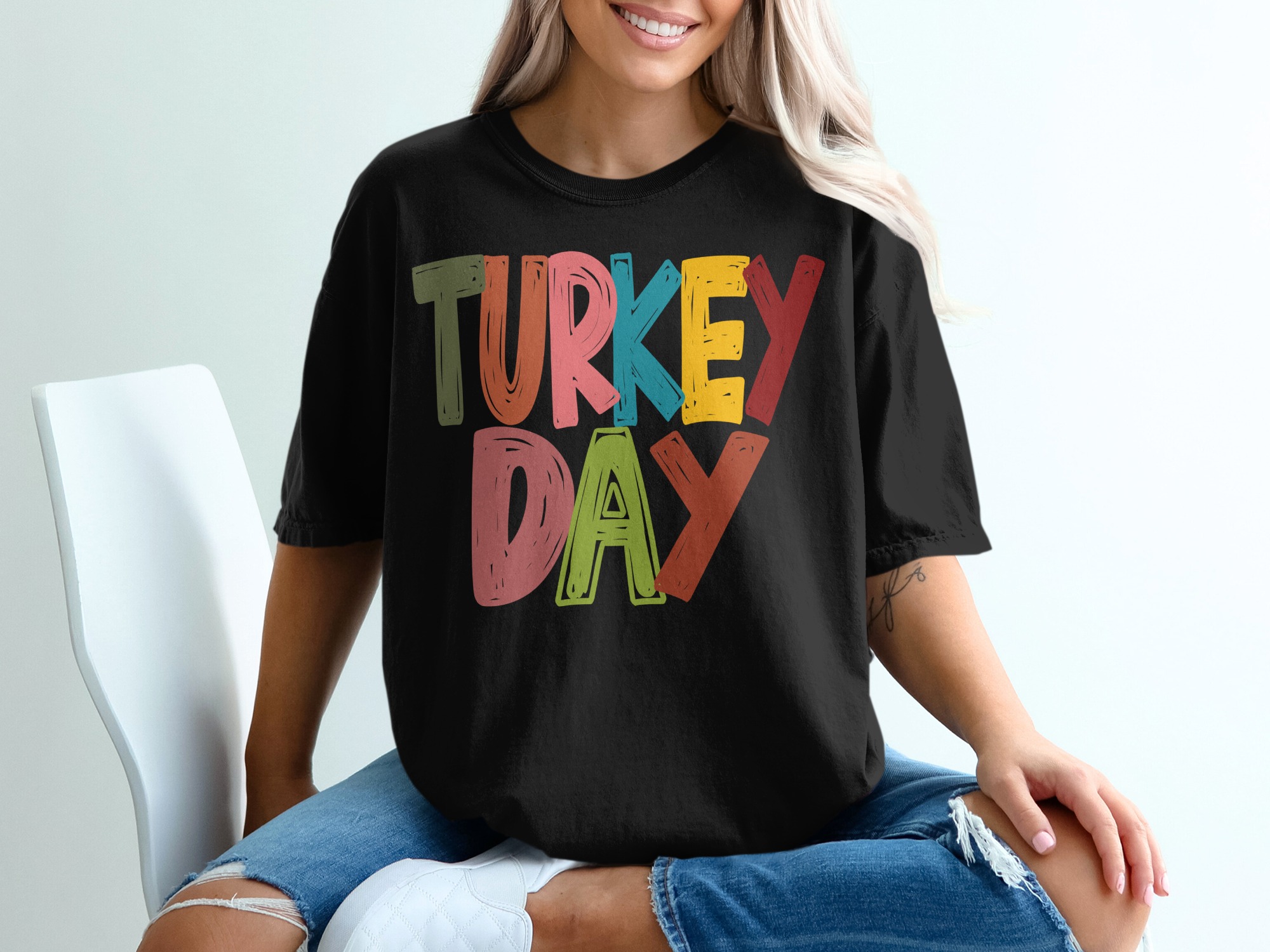Turkey Day T-Shirt, Thanksgiving Shirt, Colorful Graphic Tee, Fall Apparel, Holiday Shirt, Family Gathering, Festive Clothing, Gift Idea - Image 2