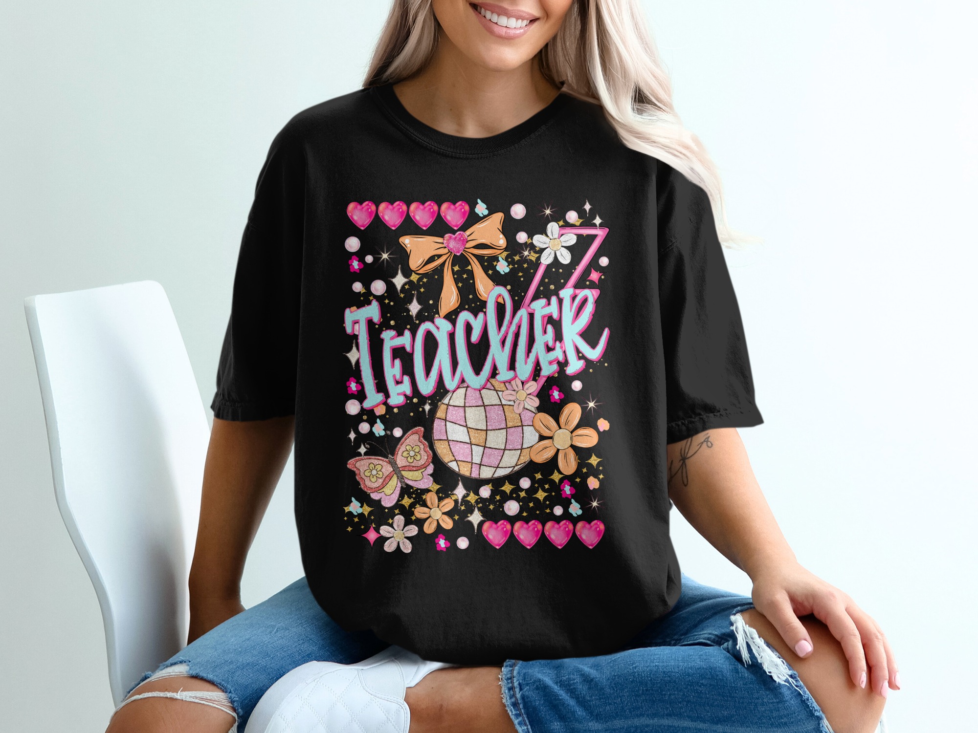 Teacher T-Shirt, Gift For Teacher, Floral Design, Cute Teacher Shirt, Back To School Tee, Appreciation Day Gift, Colorful Outfit, Trendy Tee - Image 2