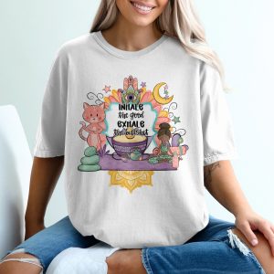 Inhale Exhale T-Shirt, Yoga Shirt, Funny Yoga Tee, Meditation Gift, Cat Shirt, Spiritual T Shirt, Relax Tee, Zen Gift