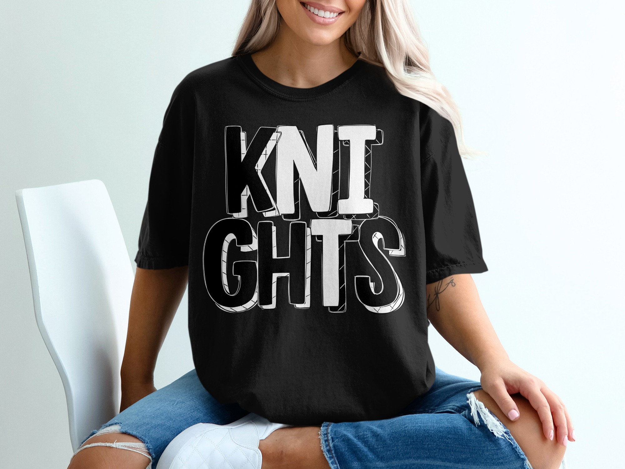 Knights Graphic Round Neck Casual Style T-Shirt product type - Image 2