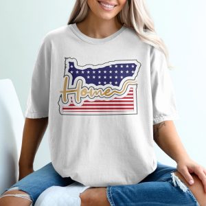 Oregon Home T-Shirt, Patriotic Tee, State Pride Shirt, USA Flag, Gift for Oregonian, Oregon Souvenir, Oregon Lover TShirt