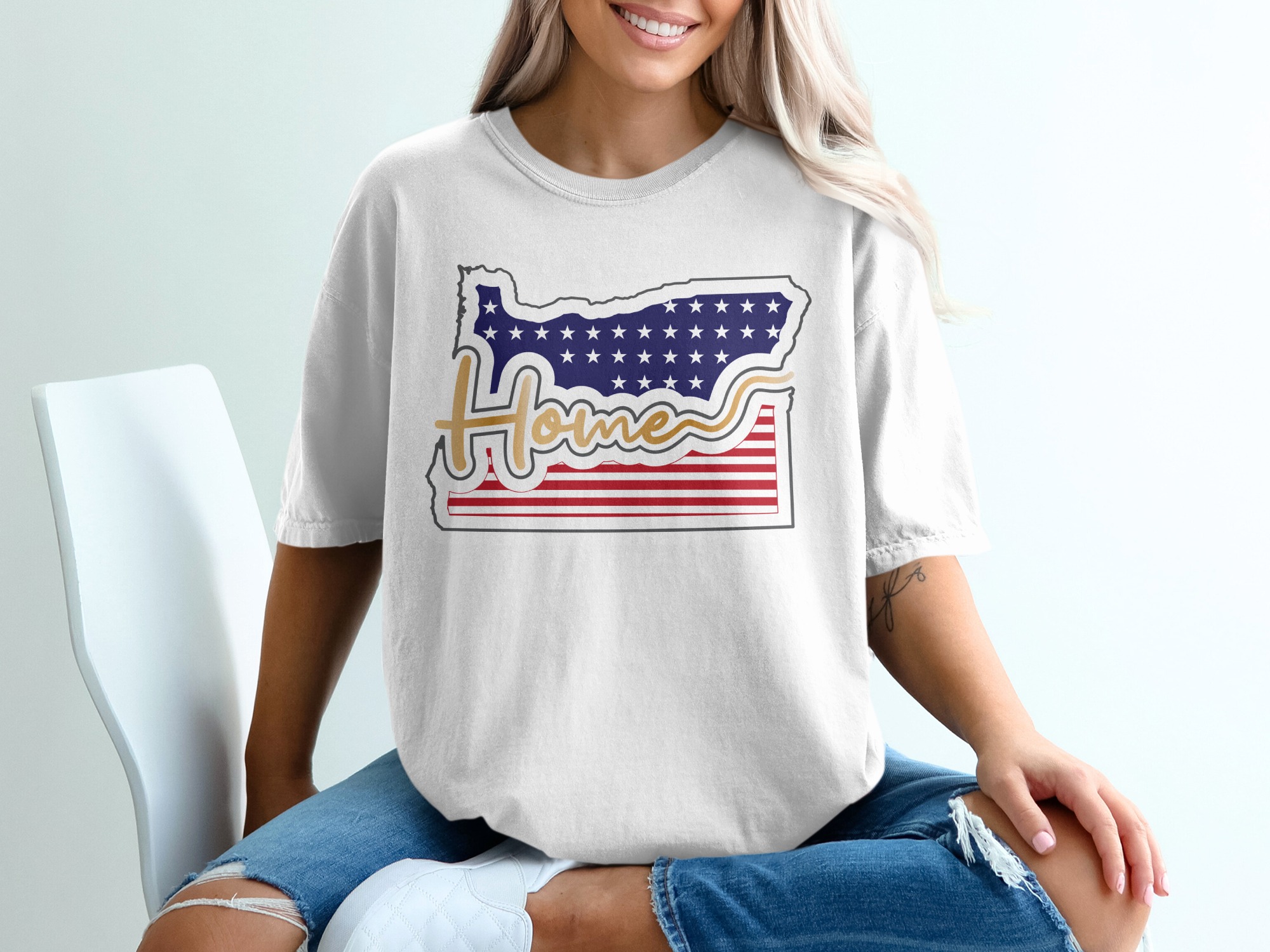 Oregon Home T-Shirt, Patriotic Tee, State Pride Shirt, USA Flag, Gift for Oregonian, Oregon Souvenir, Oregon Lover TShirt