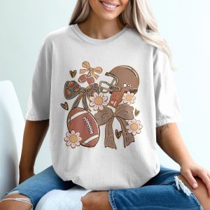 Football T-Shirt, Game Day Shirt, Trendy Football Tee, Sports Fan Gift, Football Helmet, Flowers T-Shirt, Cute Football Graphic Tee