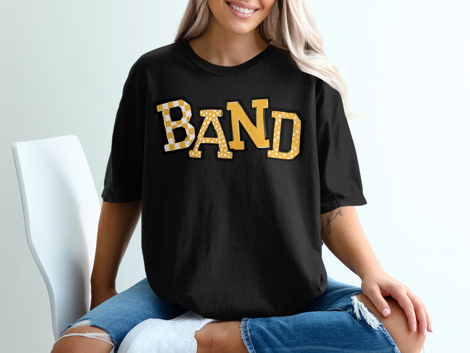 Band T-Shirt, Band Design Tee, Music Lover Shirt, Band Graphic Tee, Gift for Band Member, Band Fan Apparel, Yellow Band Shirt - Image 2
