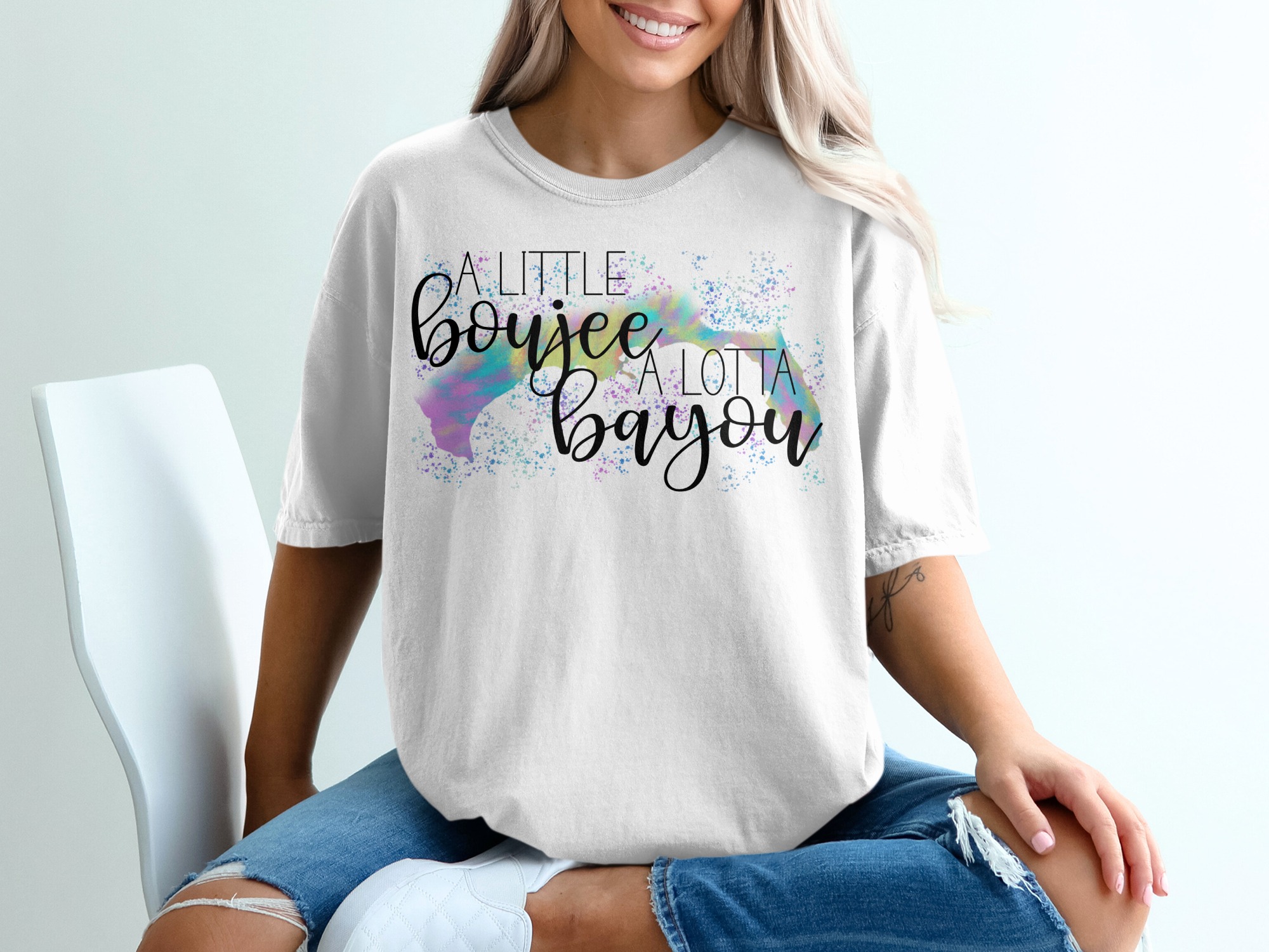 Boujee Bayou T-Shirt, Southern Charm, Louisiana State Pride, Colorful Tee, Trendy Top, Gift for Her, Vacation Shirt, Unisex Tee