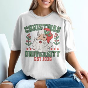 Christmas University T-Shirt, Santa Claus Holiday Tee, Established 1836 Shirt, Vintage Festive T Shirt, Retro Christmas Top