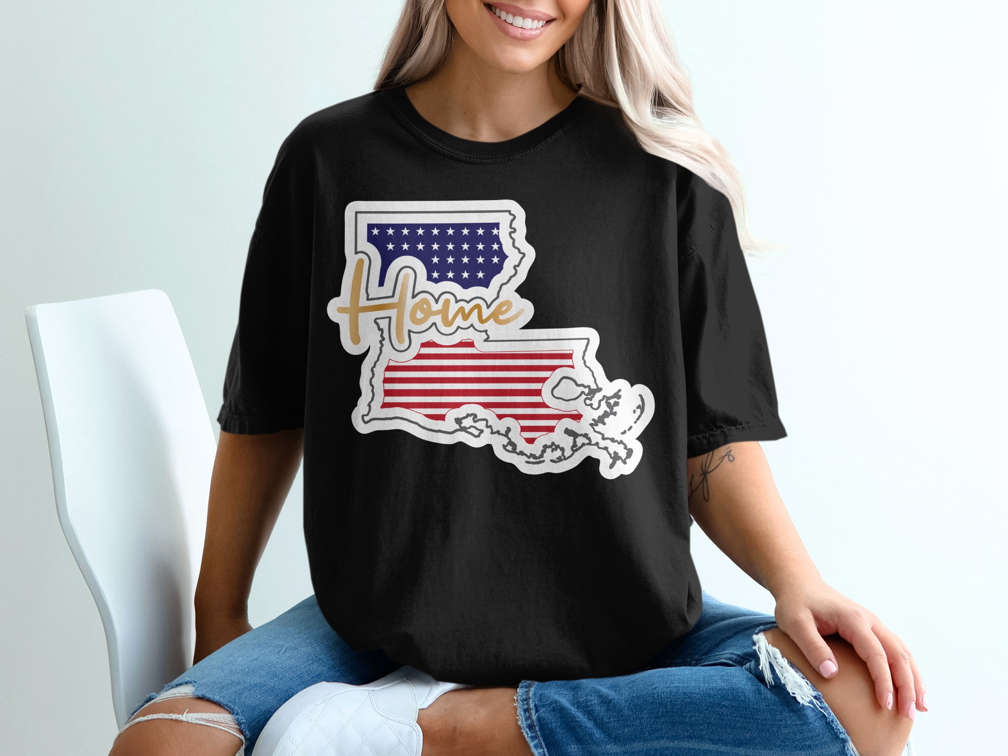 Louisiana Home T Shirt, USA Flag State Pride Tee, American Patriotic Shirt, Louisiana Souvenir Shirt, Southern State Gift - Image 2