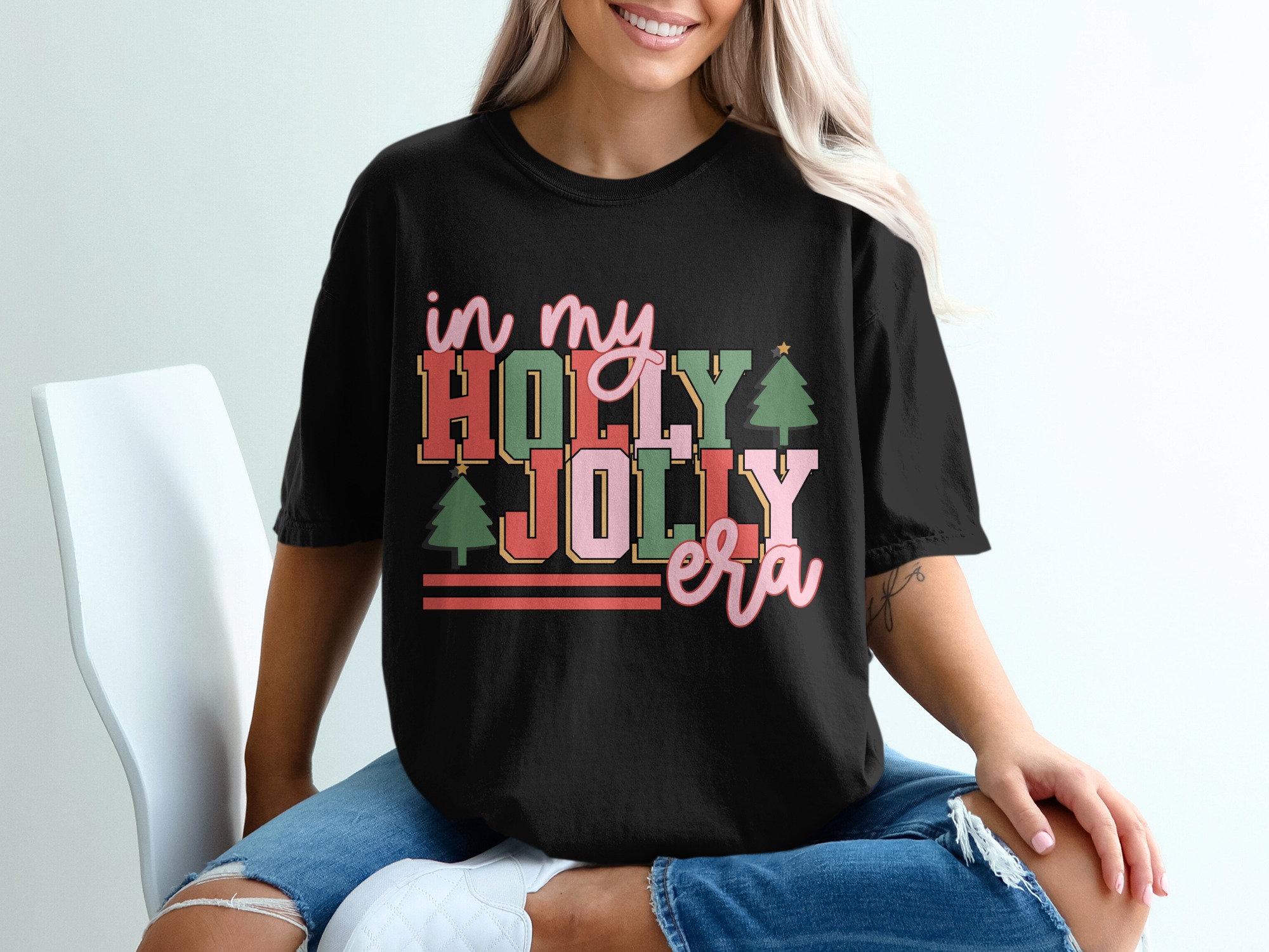 Holly Jolly Era T-Shirt, Christmas Shirt, Holiday Shirt, Festive Top, Retro Xmas Tee, Cute Christmas Outfit, Gift Idea, Holiday Cheer - Image 2