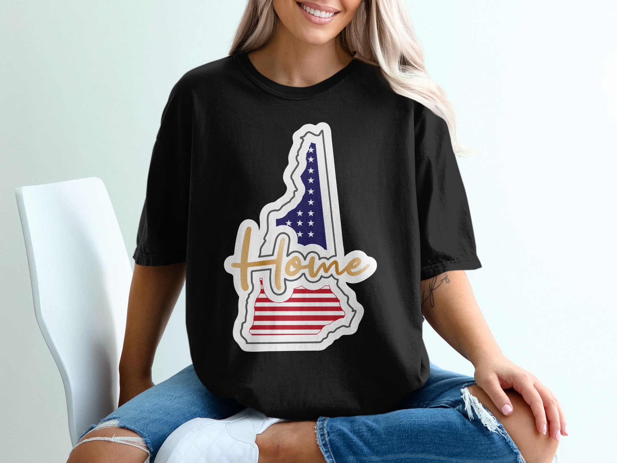 New Hampshire Home T-Shirt, American Flag Shirt, NH State Pride, Gift for New Hampshirite, Patriotic Apparel, New England Souvenir - Image 2