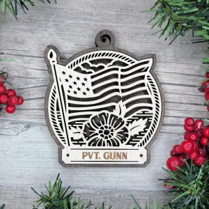 Custom Armed Forces Ornament, Military Poppy Ornament, Personalized Veteran Gift, US Flag Ornament, Patriotic Ornament, Christmas Ornament