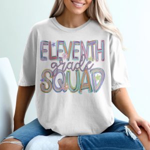 Eleventh Grade Squad T-Shirt, Floral Design, Colorful Shirt, Student Tee, Back to School Shirt, School Team Shirt, Group Matching Shirts