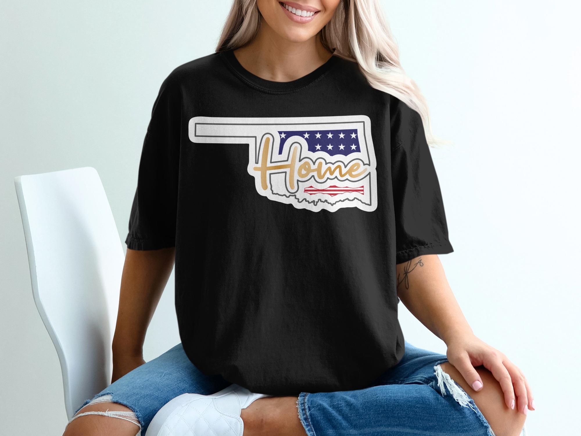 Oklahoma Home T-Shirt, State Pride, USA Flag, Patriotic Gift, Oklahoma Souvenir, Oklahoma Love, Oklahoma T Shirt, Oklahoma Roots - Image 2