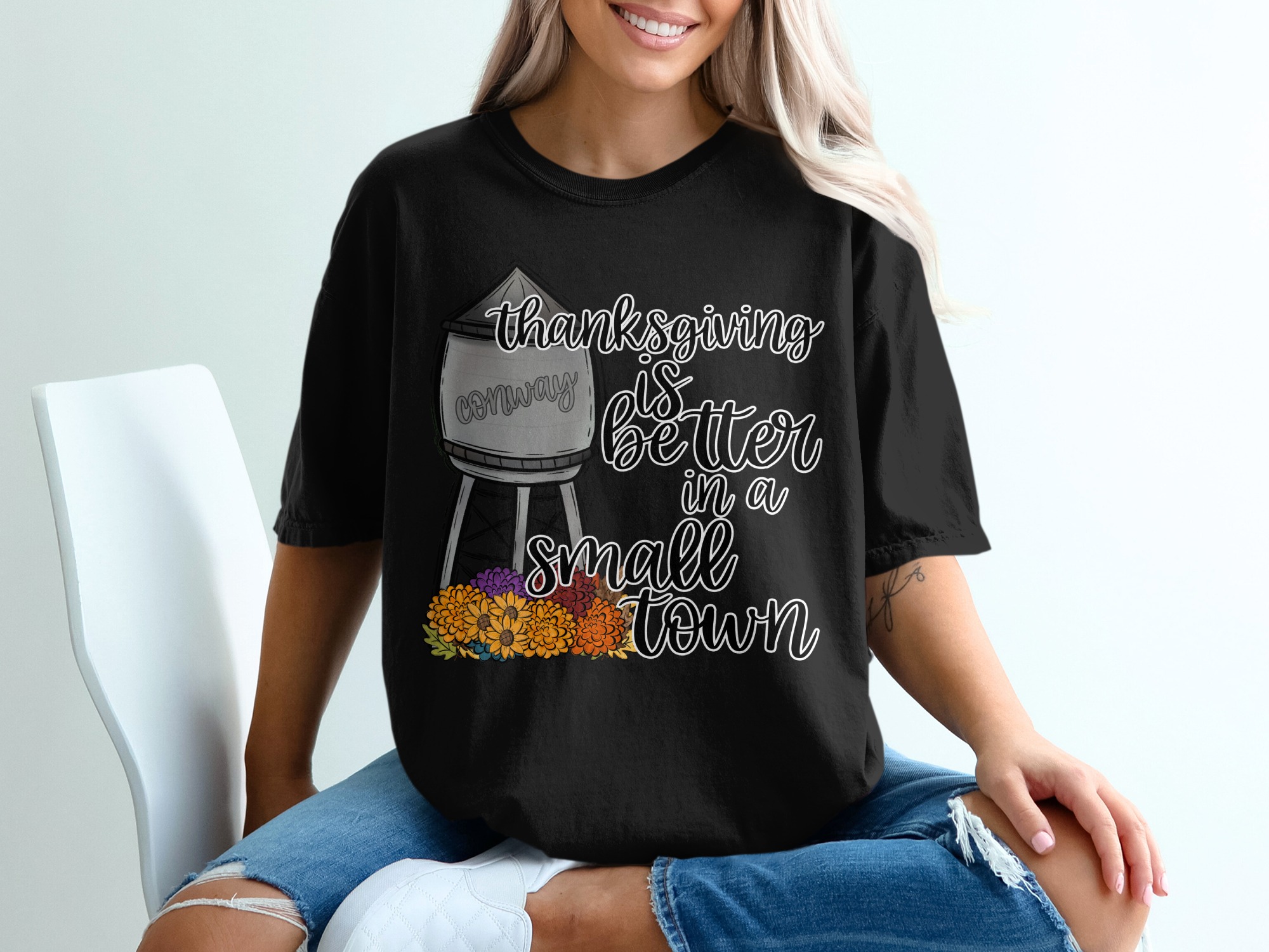 Thanksgiving T-Shirt, Conway Water Tower, Small Town Tee, Fall TShirt, Autumn Shirt, Holiday Shirt, Gifts for Thanksgiving - Image 2