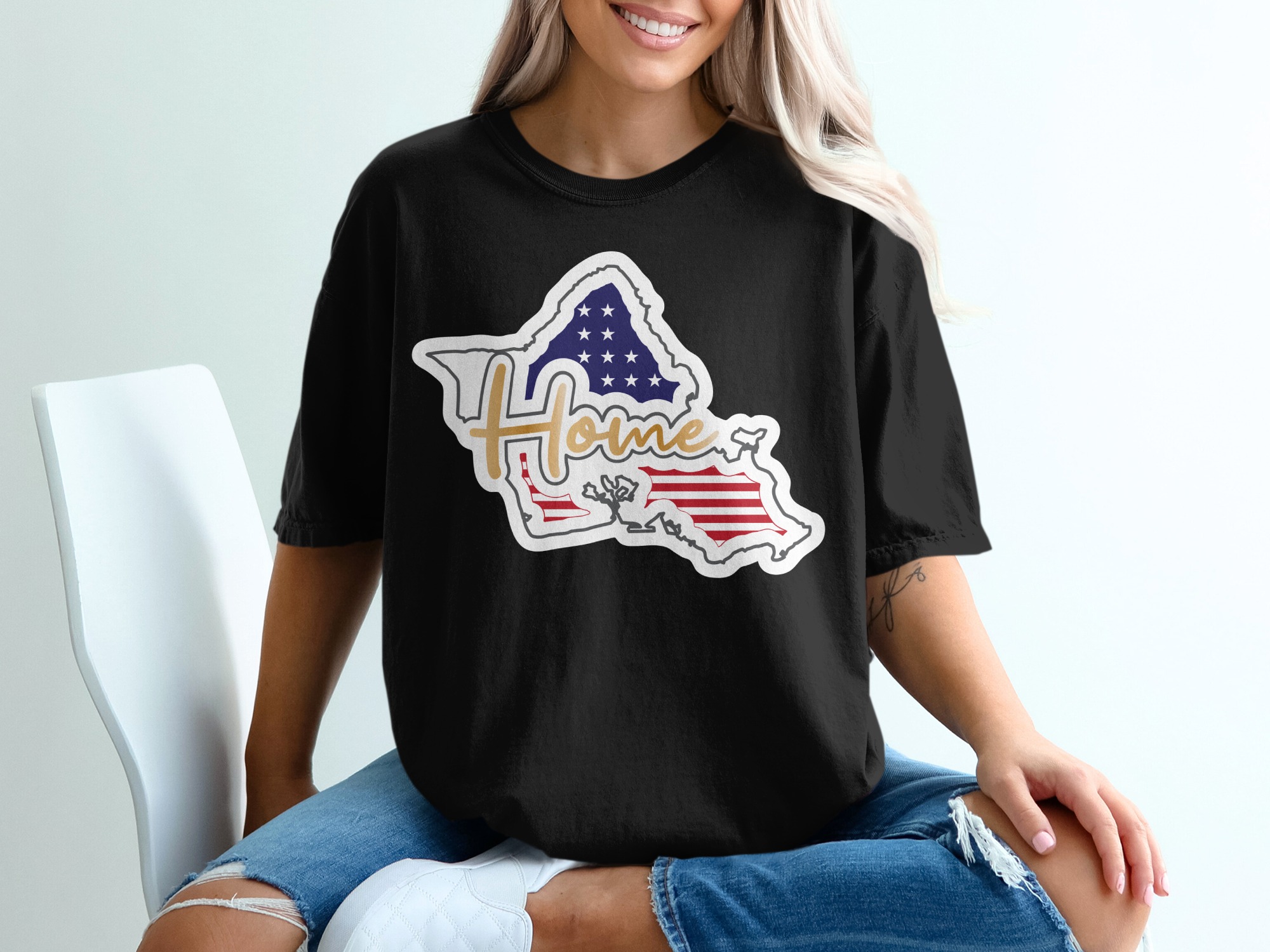 Home in Hawaii T-Shirt, Patriotic USA Pride, Hawaiian Islands Souvenir Tee, State Flag Art, Aloha State Gift, Vacation Shirt - Image 2