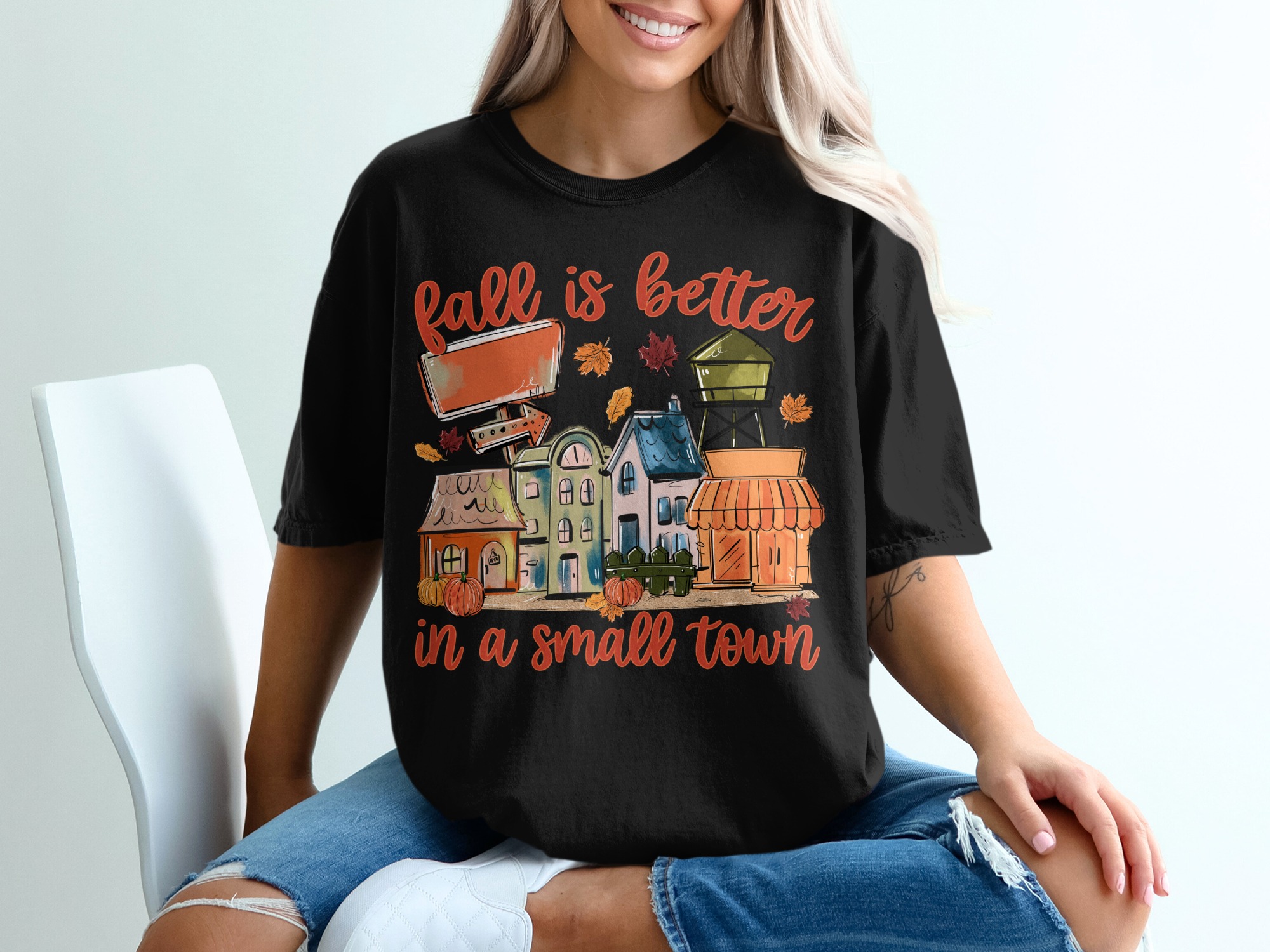 Fall is Better T-Shirt, Small Town Tee, Autumn Leaves Shirt, Pumpkin Patch Shirt, Seasonal Tee, Cozy Fall Shirt, Thanksgiving Gift Tee - Image 2