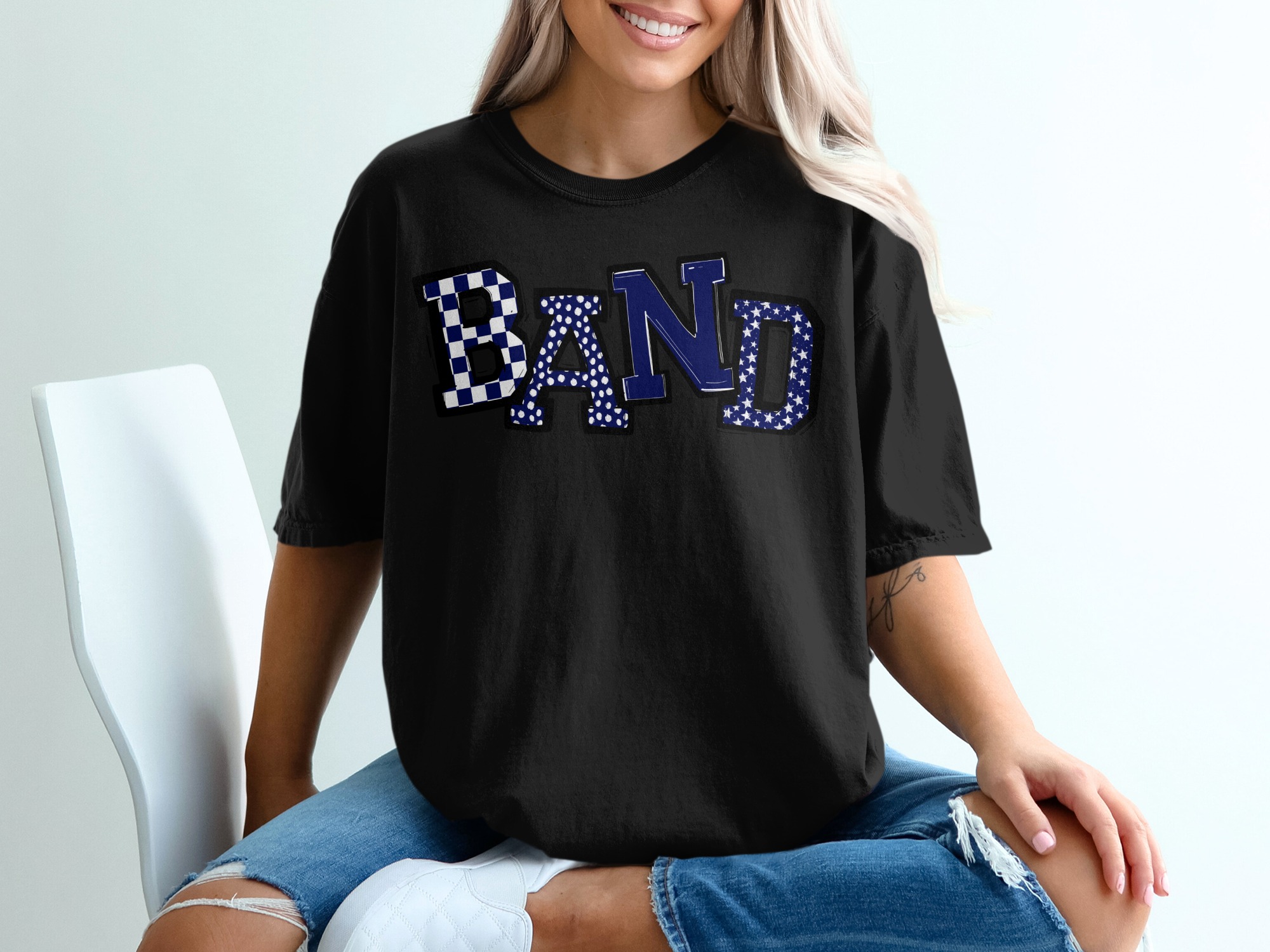 Band T-Shirt, Checkerboard, Polka Dot, Star Print, Musical Group Tee, Music Lover Gift, Graphic Tee, Concert Apparel, Trendy T-Shirt - Image 2