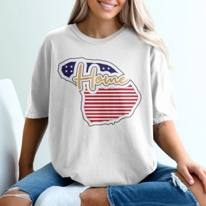 Hawaii Home T-Shirt, Hawaiian Pride Tee, American Flag, State Outline, USA Stars Stripes, Gift for Aloha Lover, Island Souvenir