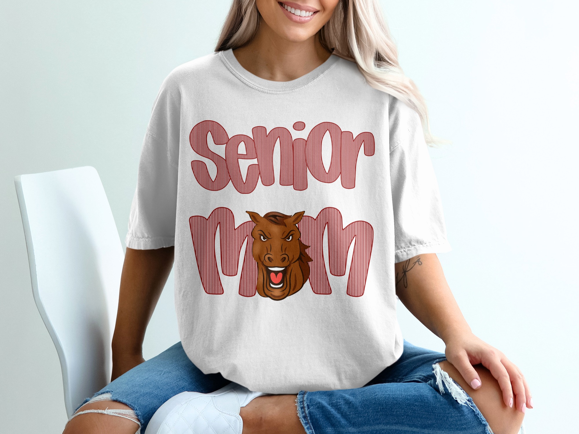 Senior Mom T-Shirt, Horse Design Tee, Funny Senior Mom Shirt, Graduation Gift, Proud Mom T Shirt, Class of 2024, Senior Year Shirt