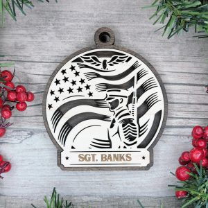 Custom Armed Forces Military Ornament, Personalized Soldier Ornament, American Flag Ornament, Patriotic Ornament, Veteran Gift