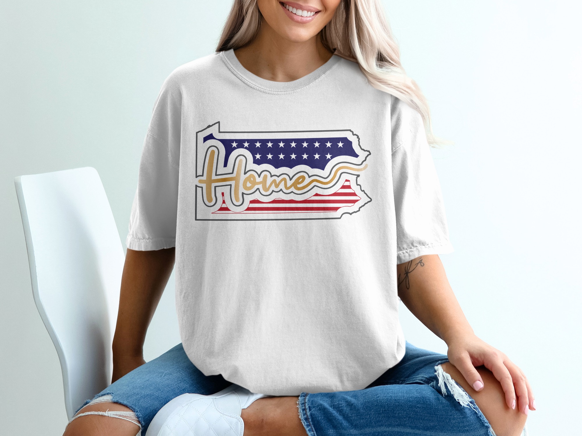 Pennsylvania Home T-Shirt, State Pride, American Flag, USA Patriotic Tee, Keystone State Gift, Home State Shirt, Stars and Stripes