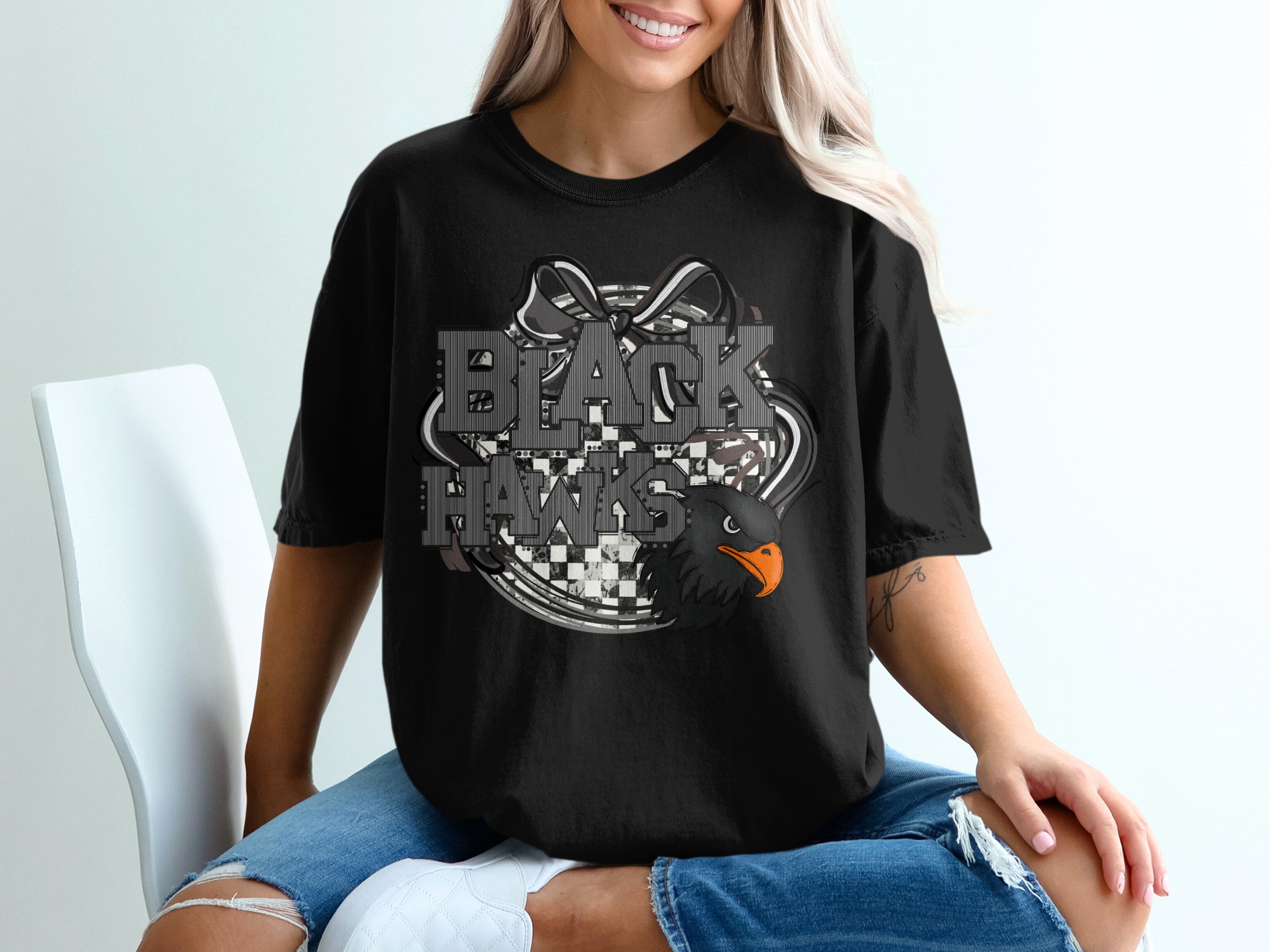 Black Hawks T-Shirt, Cool Bird T-Shirt, Graphic Tee, Gift for Him, Gift for Her, Bird Lover T-Shirt, Animal Tee, Stylish Shirt - Image 2