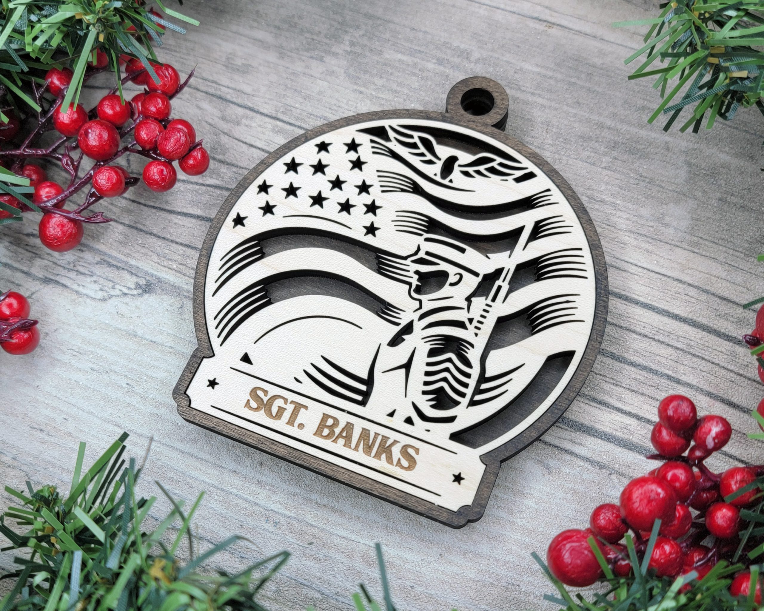 Custom Armed Forces Military Ornament, Personalized Soldier Ornament, American Flag Ornament, Patriotic Ornament, Veteran Gift - Image 4