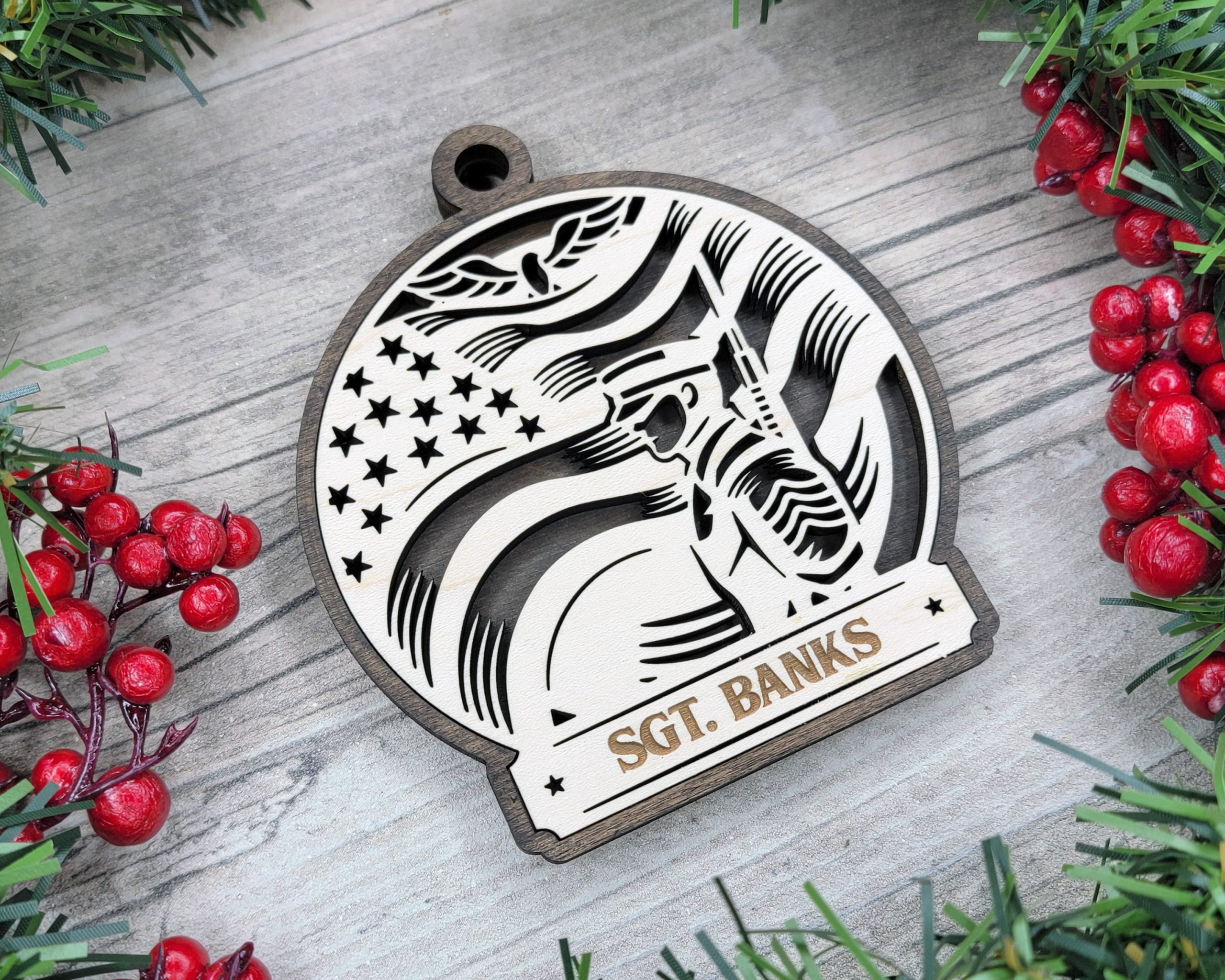 Custom Armed Forces Military Ornament, Personalized Soldier Ornament, American Flag Ornament, Patriotic Ornament, Veteran Gift - Image 3