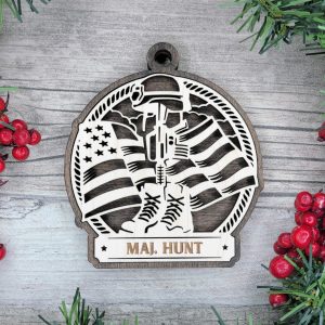 Custom Military Ornament, Armed Forces Gift, Personalized Soldier Ornament, US Flag Ornament, Military Family, Army Gift, Marine Corps Gift
