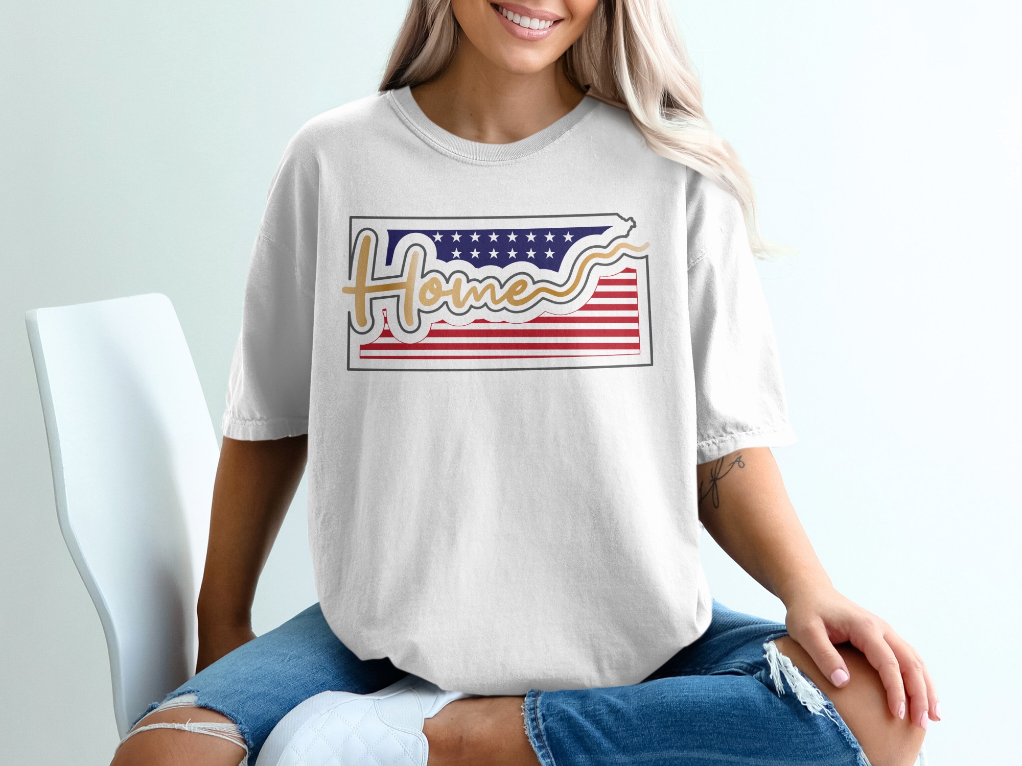 Home State T-Shirt, Kansas Shirt, Patriotic Gift, State Pride Tee, American Flag T Shirt, USA Flag T Shirt
