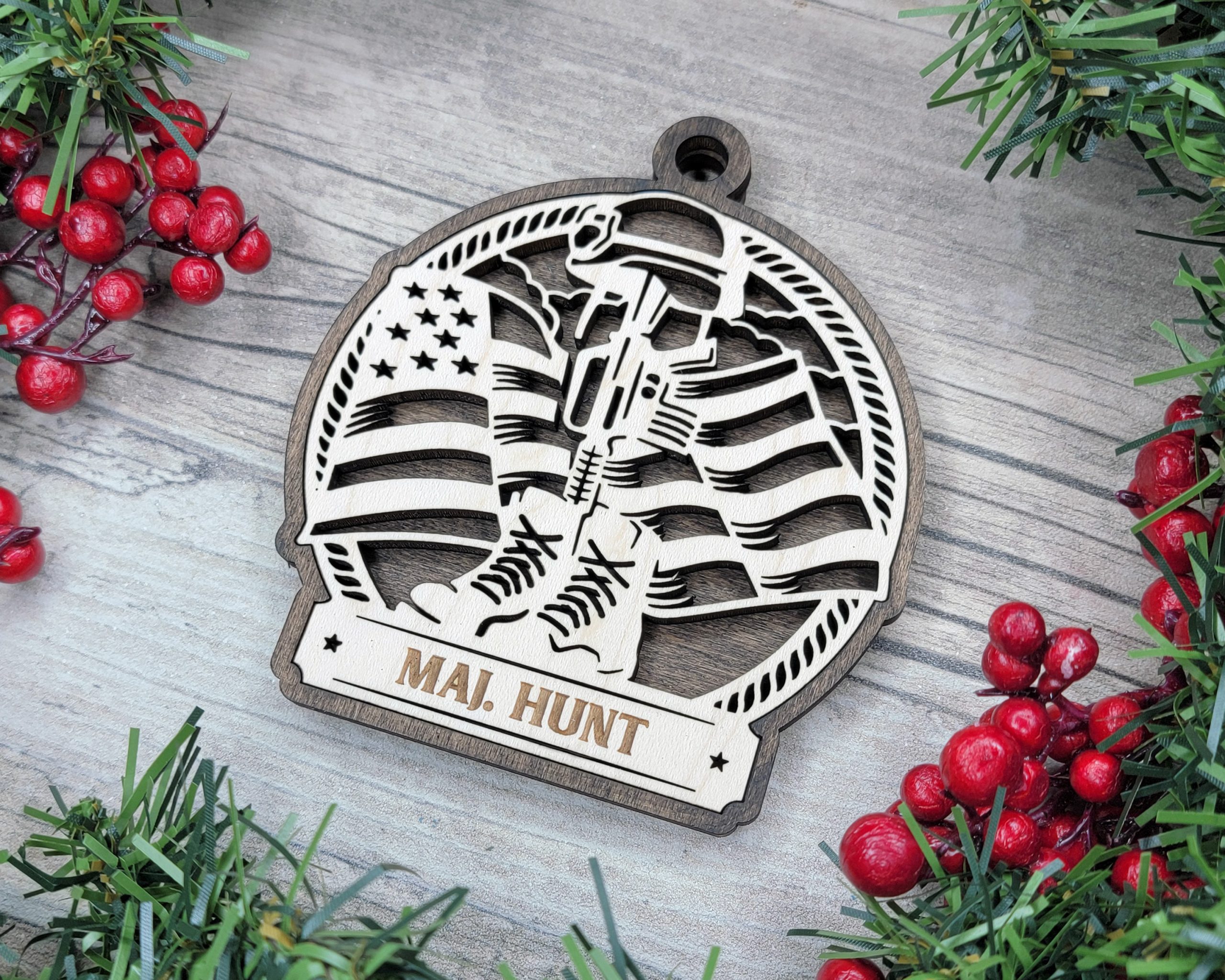 Custom Military Ornament, Armed Forces Gift, Personalized Soldier Ornament, US Flag Ornament, Military Family, Army Gift, Marine Corps Gift - Image 3