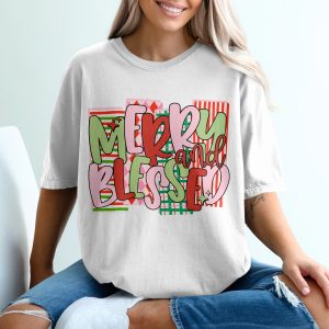 Merry and Blessed T-Shirt, Christmas T-Shirt, Holiday Tee, Festive Apparel, Holiday Gift, Christmas Gift, Trendy T-Shirt