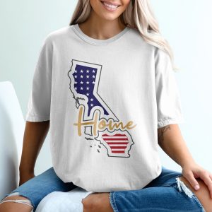 California Home T-Shirt, USA Flag Shirt, Patriotic Shirt, State Pride Tee, Home State Gift, California Souvenir, California Gift
