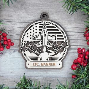 Custom Military Ornament, Armed Forces Gift, Personalized Veteran Ornament, Fighter Jet Decor, US Flag Christmas Ornament, Military Family