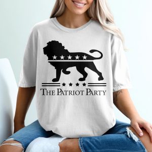 Patriot Party Lion Star T-Shirt, Political Statement Tee, Patriotic Supporter, Graphic Print Top, Activism Shirt, Rally Apparel