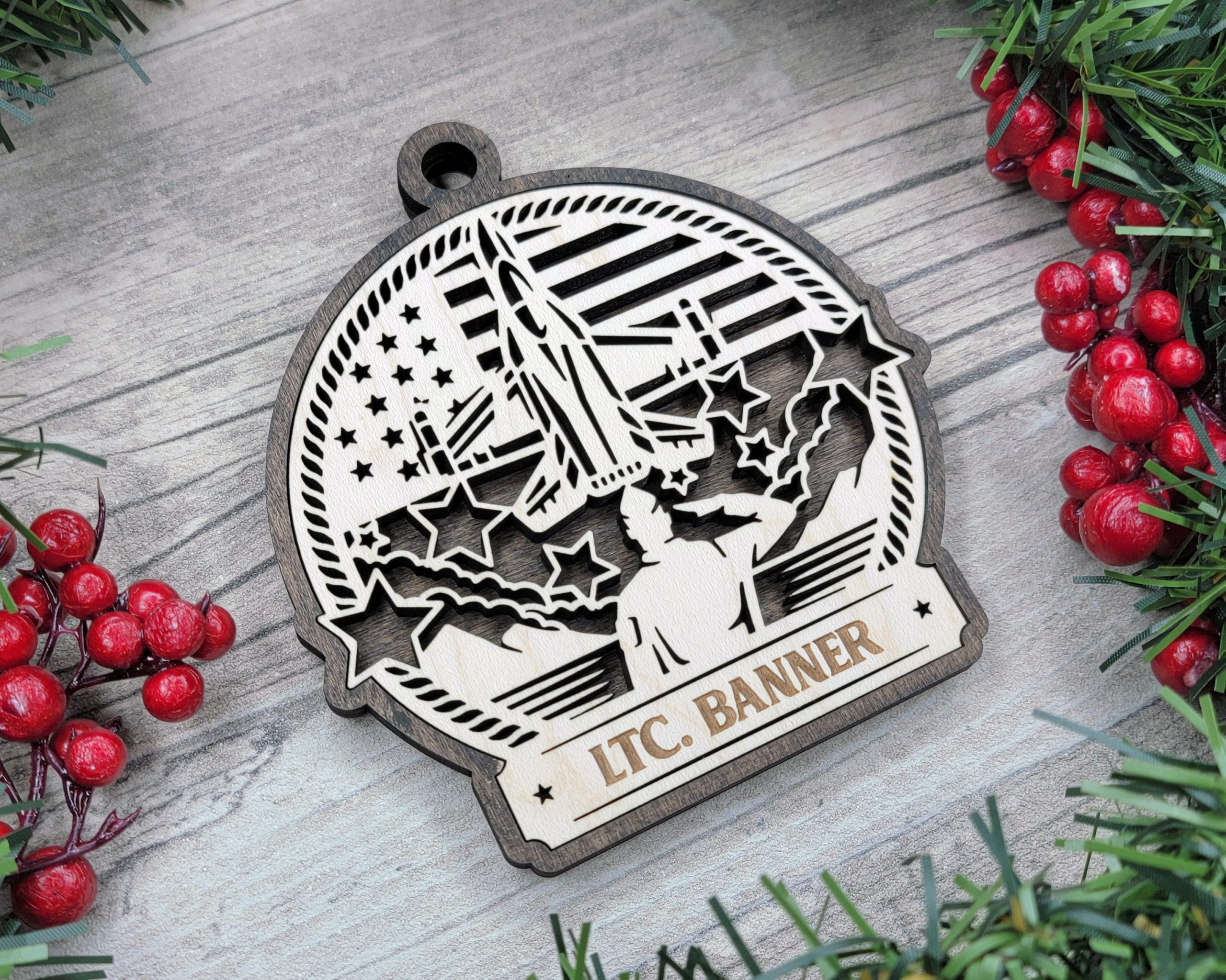 Custom Military Ornament, Armed Forces Gift, Personalized Veteran Ornament, Fighter Jet Decor, US Flag Christmas Ornament, Military Family - Image 4