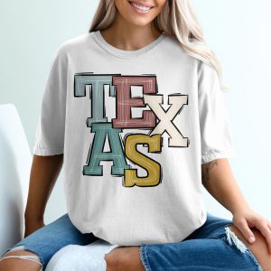 Colorful Texas Graphic State Pride Souvenir Print T-Shirt