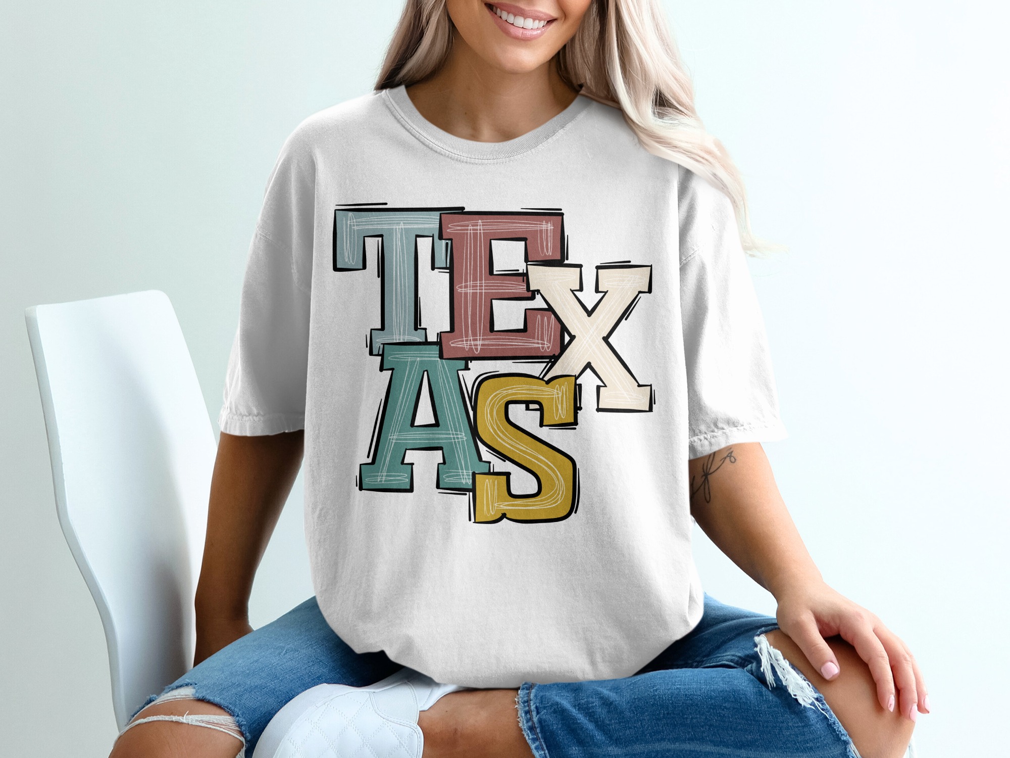 Colorful Texas Graphic State Pride Souvenir Print T-Shirt