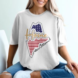 Maine Home T Shirt, State Pride Shirt, American Flag T-Shirt, Maine Gift, Patriotic Shirt, Home State Shirt, USA Home Shirt, Vacation