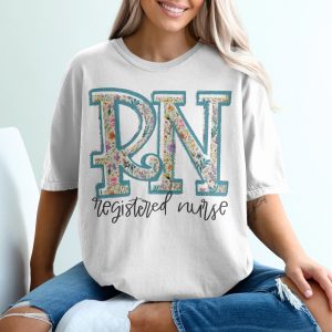 Floral RN Registered Nurse T-Shirt, Nurse Appreciation Shirt, Healthcare Worker Gift, Graduation Gift, Nurse Week, Flower RN Tee