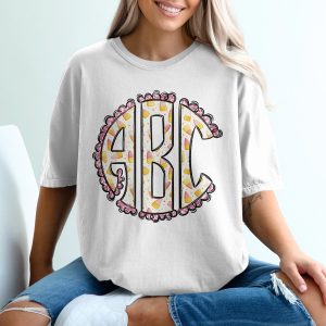 Candy Corn Monogram T-Shirt, Halloween T-Shirt, ABC T-Shirt, Initial T-Shirt, Holiday T-Shirt, Circle Monogram, Fall T-Shirt